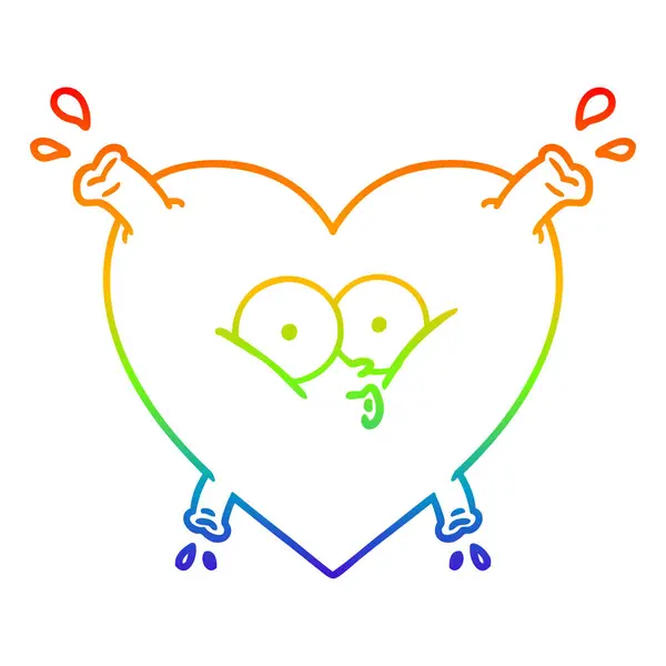 Regenbogen Gradienten Linie Zeichnung Cartoon Herz — Stockvektor