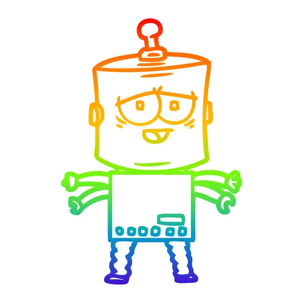 Regenboog gradiënt lijntekening cartoon robot — Stockvector