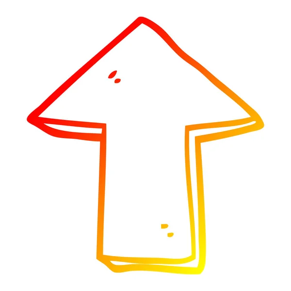Línea de gradiente caliente dibujo de dibujos animados apuntando flecha — Vector de stock