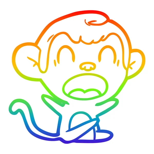 漫画の猿を叫ぶ虹のグラデーションライン描画 — ストックベクタ