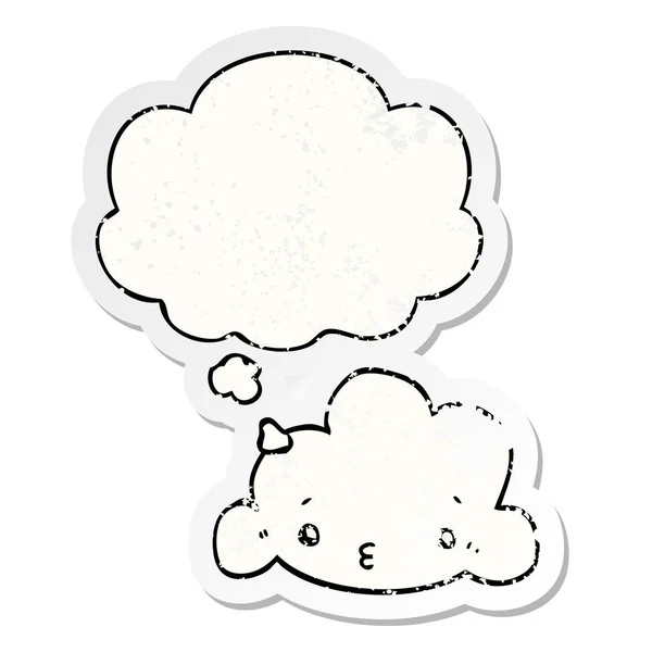 Söt Cartoon Cloud och tänkte bubbla som en nödställda slitna pinne — Stock vektor