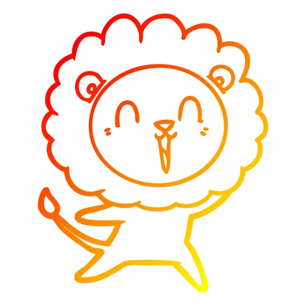 Linea gradiente caldo disegno ridere leone cartone animato — Vettoriale Stock
