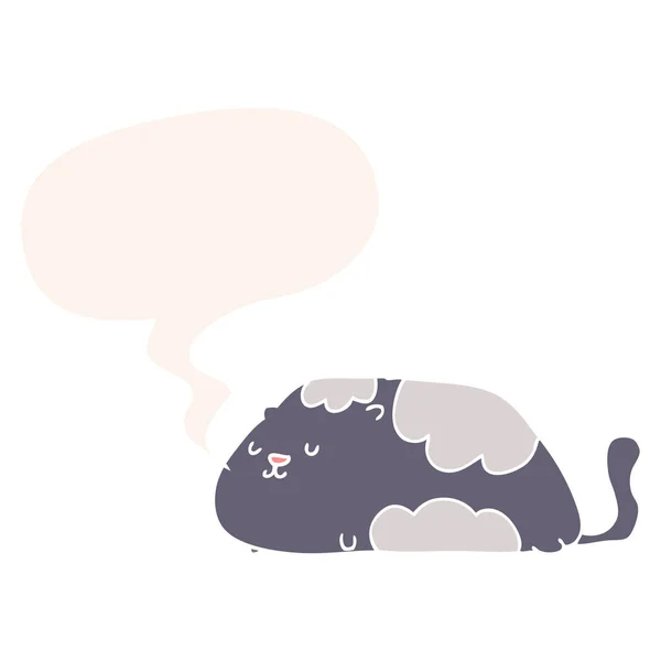 Retro tarzında karikatür kedi ve konuşma balonu — Stok Vektör