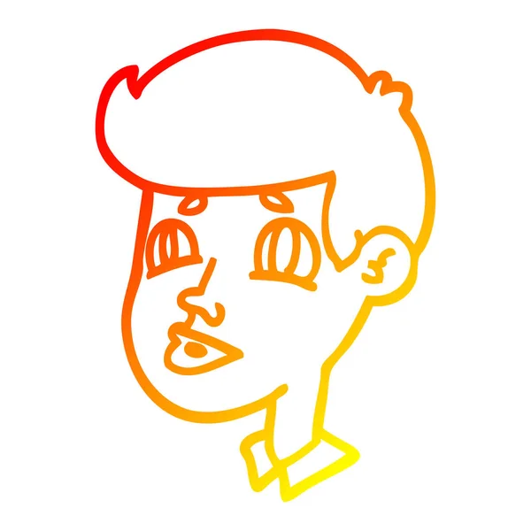 Warme Gradientenlinie Zeichnung Cartoon boy face — Stockvektor