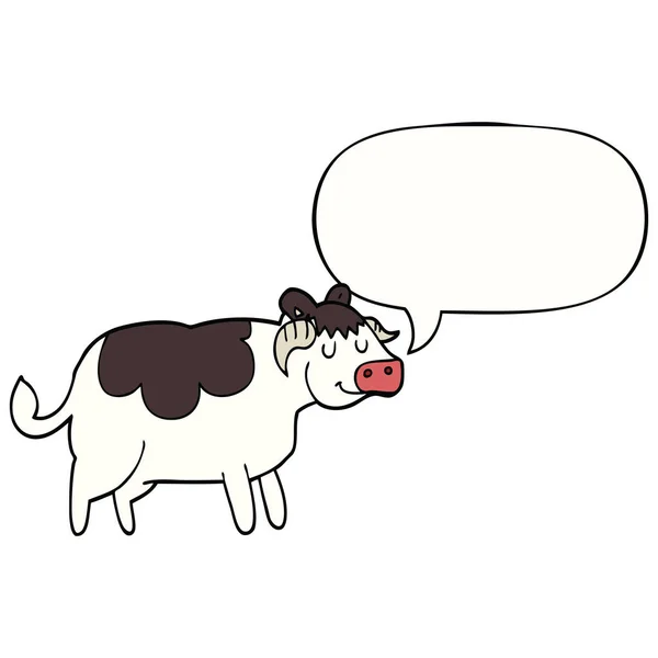 Cartoon cow and speech bubble — Stock Vector