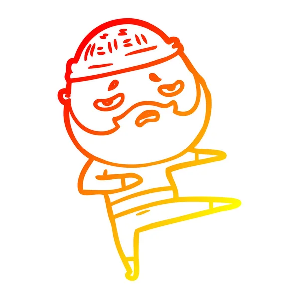 Sakallı sıcak degrade çizgi çizim karikatür endişeli adam — Stok Vektör