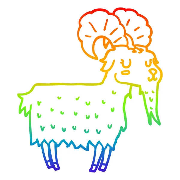 Regenboog gradiënt lijntekening cartoon geit — Stockvector