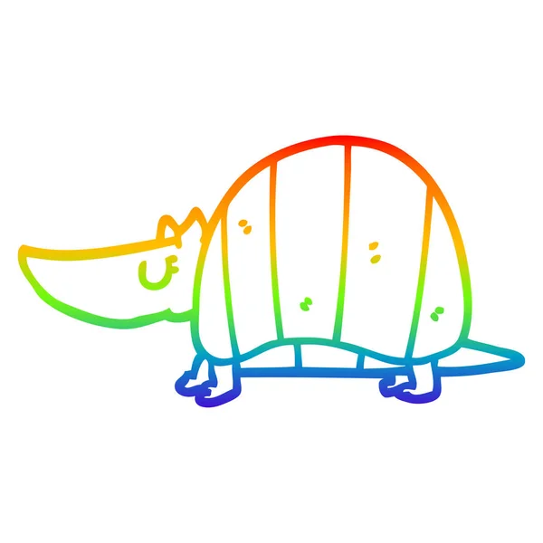 Rainbow gradient line drawing cartoon armadillo — Stock Vector