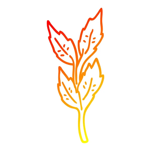 Chaud gradient ligne dessin feuilles de dessin animé — Image vectorielle