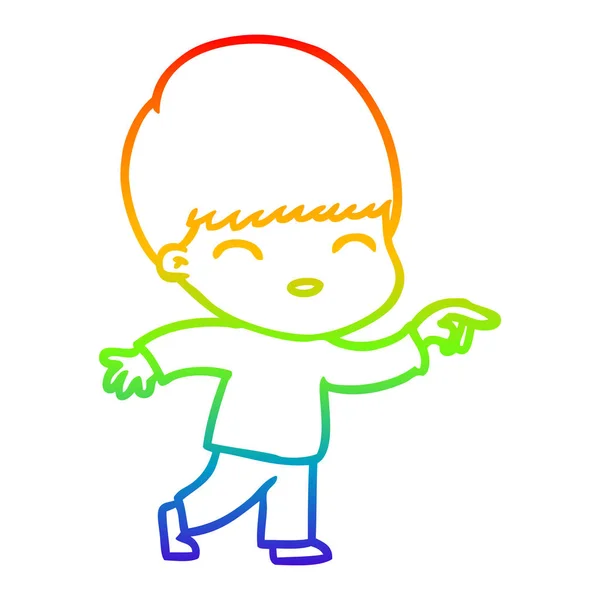 Rainbow gradient ligne dessin heureux dessin animé garçon — Image vectorielle