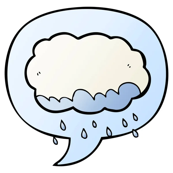 Cartoon Rain Cloud en Speech bubble in vloeiende verloop stijl — Stockvector