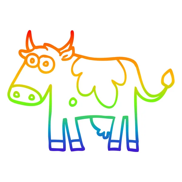 Ουράνιο τόξο γραμμή ντεγκραντέ σχέδιο κινούμενα σχέδια αγελάδα αγρόκτημα — Διανυσματικό Αρχείο