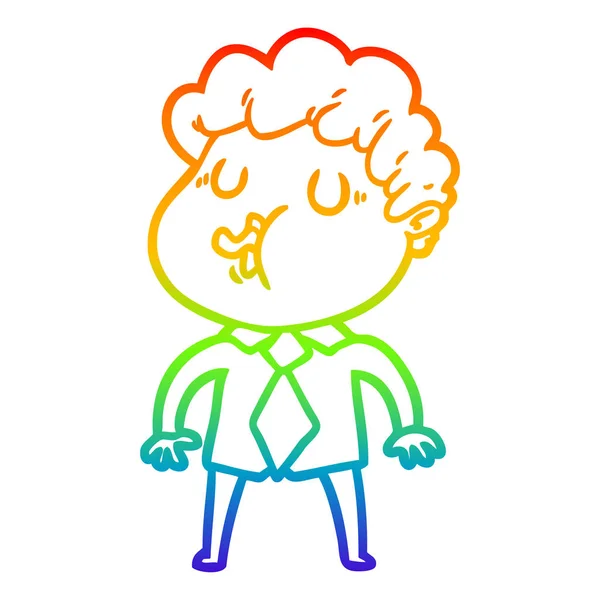 Regenboog gradiënt lijntekening cartoon man zingen — Stockvector