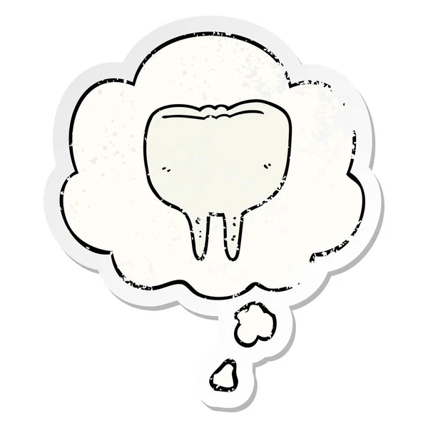 卡通牙齿和思想泡沫作为一个苦恼的磨损贴纸 — 图库矢量图片
