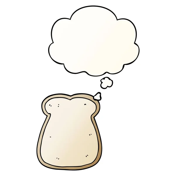 Pürüzsüz degrade sty ekmek karikatür dilim ve düşünce balonu — Stok Vektör
