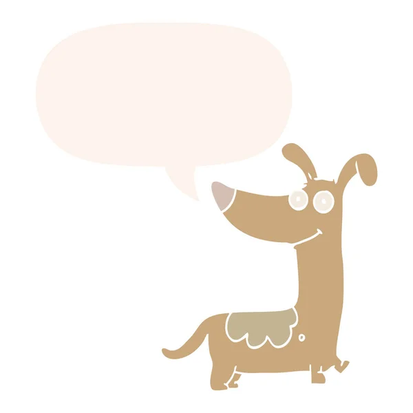 Cartoon dog and speech bubble in retro style — Stock Vector