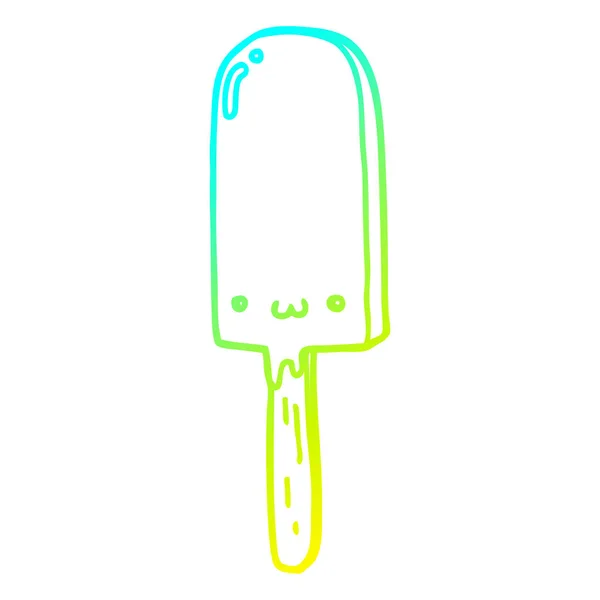 Linea gradiente freddo disegno cartone animato ghiaccio lolly — Vettoriale Stock