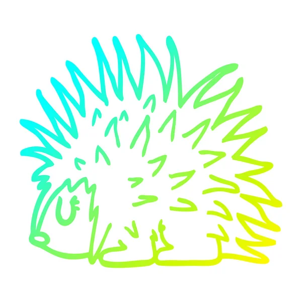 Cold gradient line drawing cartoon spiky hedgehog — Stock Vector
