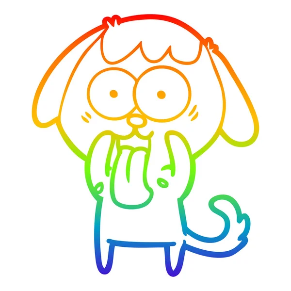 Regenbogen Gradienten Linie Zeichnung niedlichen Cartoon Hund — Stockvektor