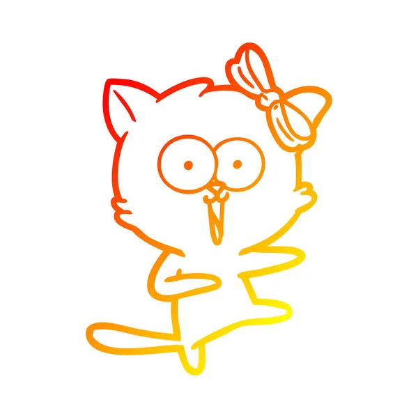Linha gradiente quente desenho desenho desenho animado gato —  Vetores de Stock