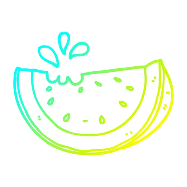 Kall gradient linje ritning tecknad vattenmelon — Stock vektor