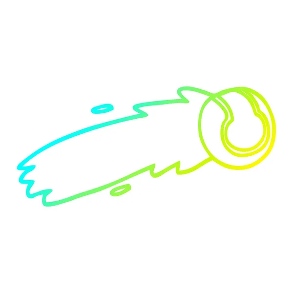 冷たいグラデーションライン描画漫画フライングテニスボール — ストックベクタ