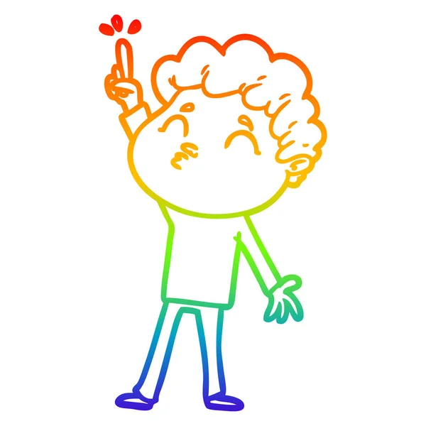 Regenboog gradiënt lijntekening cartoon man pouting — Stockvector