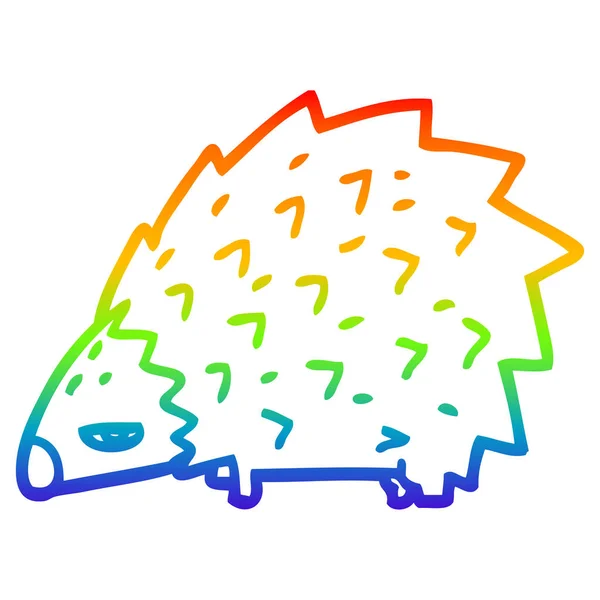 Regenboog gradiënt lijntekening cartoon boos egel — Stockvector