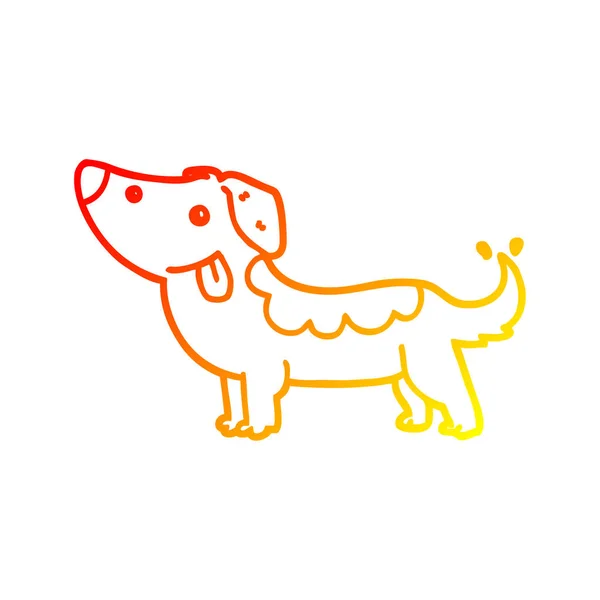 Línea de gradiente caliente dibujo de dibujos animados perro — Vector de stock