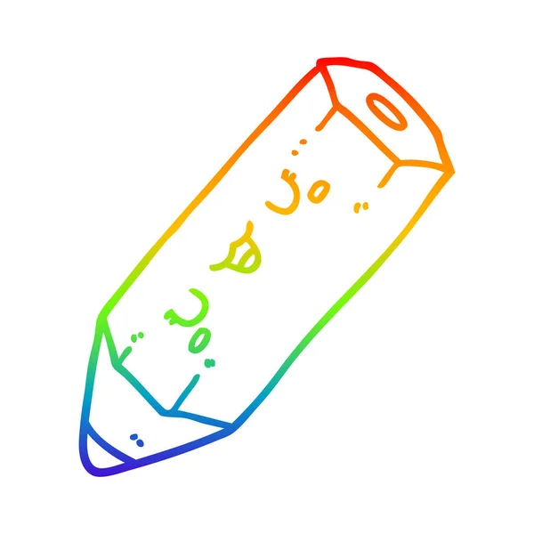 Regenboog gradiënt lijntekening cute cartoon potlood — Stockvector