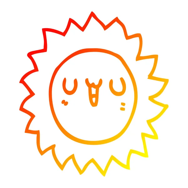 따뜻한 그라데이션 라인 그리기 만화 태양 — 스톡 벡터