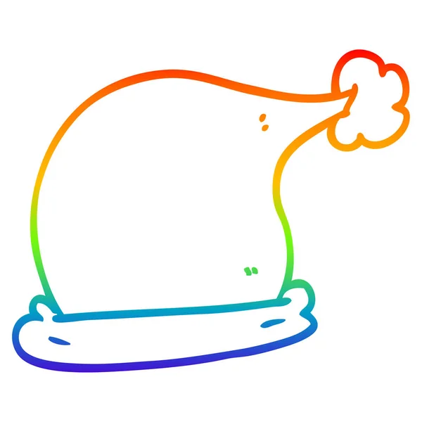 Línea de gradiente arco iris dibujo dibujos animados sombreros de Navidad — Vector de stock