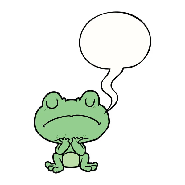 Grenouille dessin animé attendant patiemment et bulle de la parole — Image vectorielle
