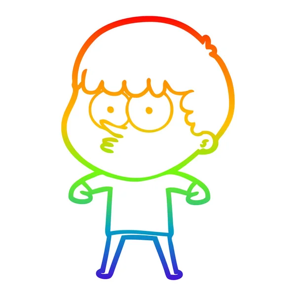 Arco iris gradiente línea dibujo dibujos animados curioso chico — Vector de stock