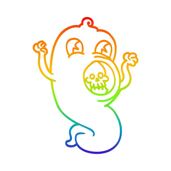 Rainbow gradient ligne dessin dessin animé fantôme — Image vectorielle