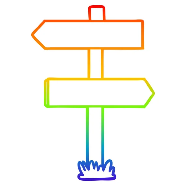 Linea gradiente arcobaleno disegno cartoni animati segno post — Vettoriale Stock