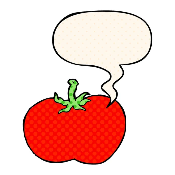 Cartoon-Tomate und Sprechblase im Comic-Stil — Stockvektor
