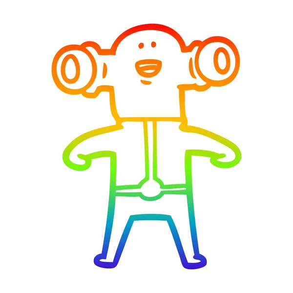 Rainbow gradient linje ritning Friendly Cartoon Alien — Stock vektor