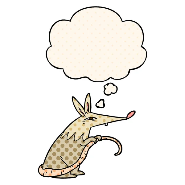 Rat de dessin animé et bulle de pensée dans le style de bande dessinée — Image vectorielle