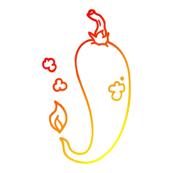 Warme gradiënt lijntekening cartoon Chili peper — Stockvector