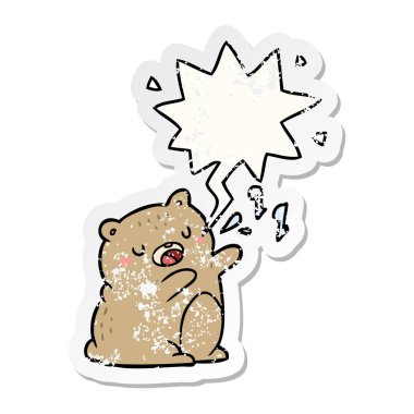 karikatür ayı bir şarkı ve konuşma balonu sıkıntılı etiket şarkı