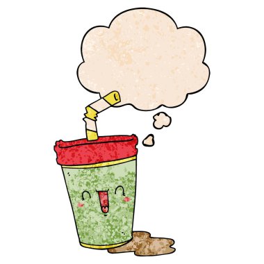 sevimli karikatür soda ve grunge doku desen s düşünce balonu