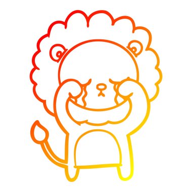 sıcak degrade çizgi çizim ağlayan karikatür aslan