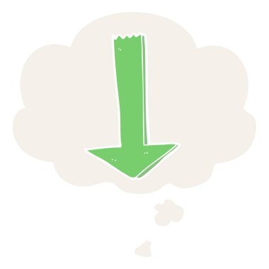 retro tarzında karikatür işaret ok ve düşünce balonu