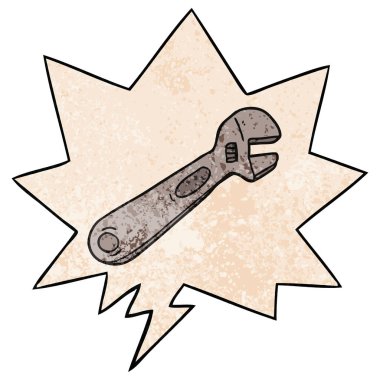 retro doku tarzında karikatür spanner ve konuşma balonu