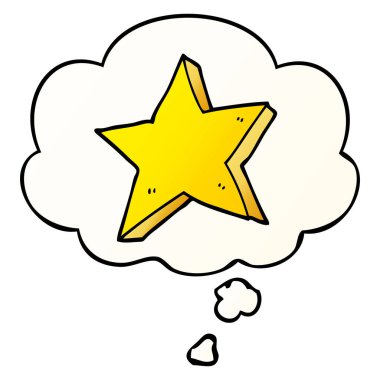 çizgi film yıldızı ve pürüzsüz degrade tarzında düşünce balonu