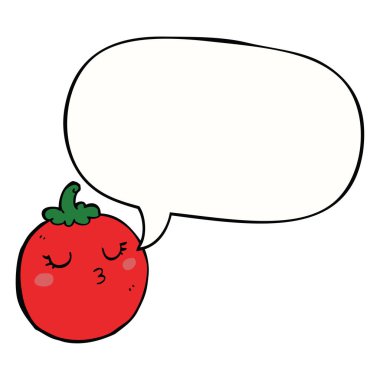 karikatür domates ve konuşma balonu