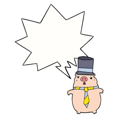 karikatür iş domuz ve konuşma balonu