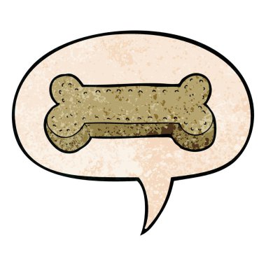 retro doku tarzıkarikatür köpek bisküvi ve konuşma balonu