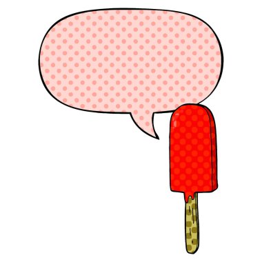 çizgi roman tarzında karikatür lolipop ve konuşma balonu